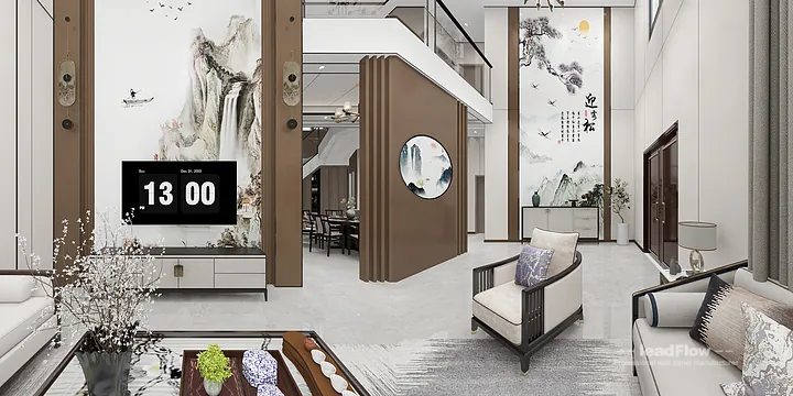 Hangzhou Villa Wall Panel Design | WPC Wall Cladding Premium Interior in Shangcheng District, Hangzhou, China - photo 12
