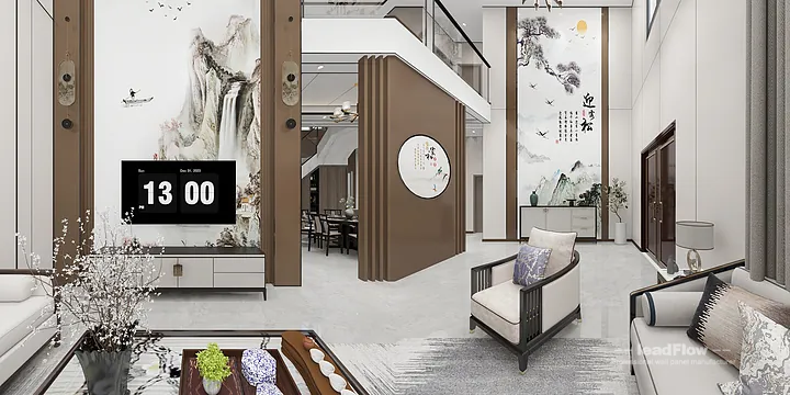 Hangzhou Villa Wall Panel Design | WPC Wall Cladding Premium Interior in Shangcheng District, Hangzhou, China - photo 15