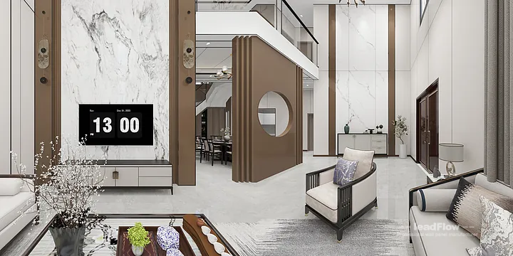 Hangzhou Villa Wall Panel Design | WPC Wall Cladding Premium Interior in Shangcheng District, Hangzhou, China - photo 9