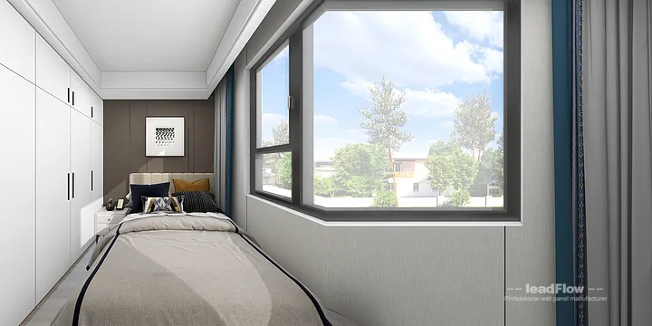 Hangzhou Apartment Renovation with WPC Interior Panel | bedroom1 Idea in Shangcheng District, Hangzhou, China - photo 4
