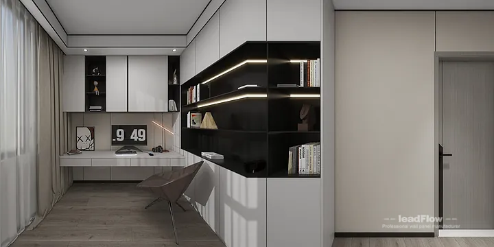 WPC Interior Panel Transformation: Hangzhou Apartment with Study Walls in Shangcheng District, Hangzhou, China - photo 3