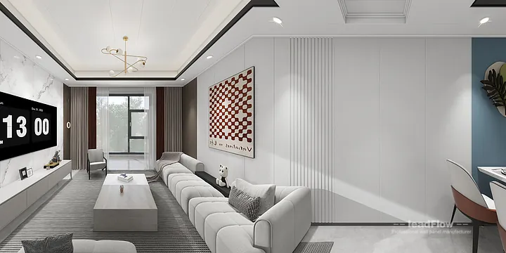 Hangzhou Apartment Featuring WPC Cladding | Living-Dining Room Walls in Shangcheng District, Hangzhou, China