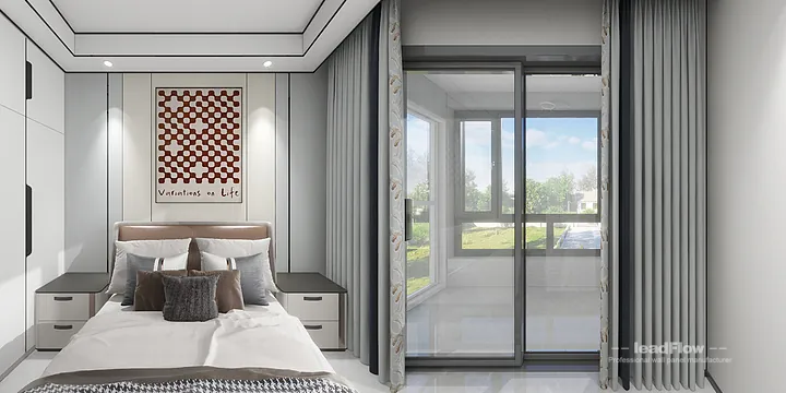 Hangzhou Apartment Featuring WPC Wall Panel | guest bedroom Walls in Shangcheng District, Hangzhou, China - photo 4