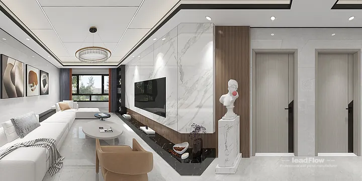 Hangzhou Apartment Featuring WPC Wall Panel | guest bedroom Walls in Shangcheng District, Hangzhou, China - photo 5