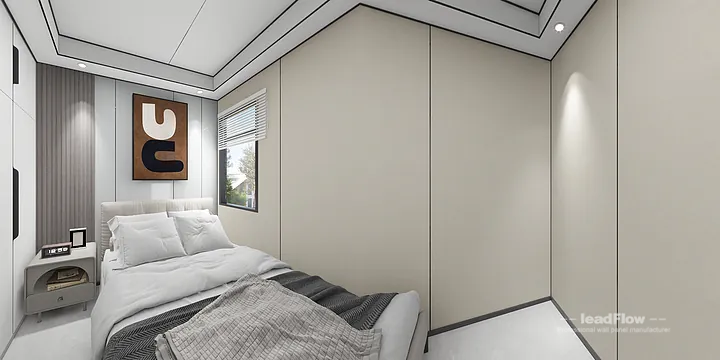 Hangzhou Apartment Featuring WPC Wall Panel | guest bedroom Walls in Shangcheng District, Hangzhou, China - photo 7