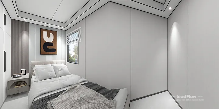Hangzhou Apartment Featuring WPC Wall Panel | guest bedroom Walls in Shangcheng District, Hangzhou, China - photo 8