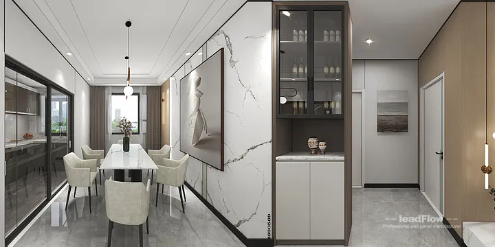 Hangzhou Apartment Interior with WPC Cladding &mdash; Living-Dining Room Accent in Hangzhou, China - photo 3
