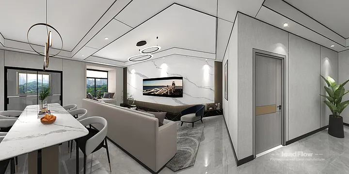WPC Wall Panel Apartment Case Study in Hangzhou | Stylish Living-Dining Room in Hangzhou, China - photo 1