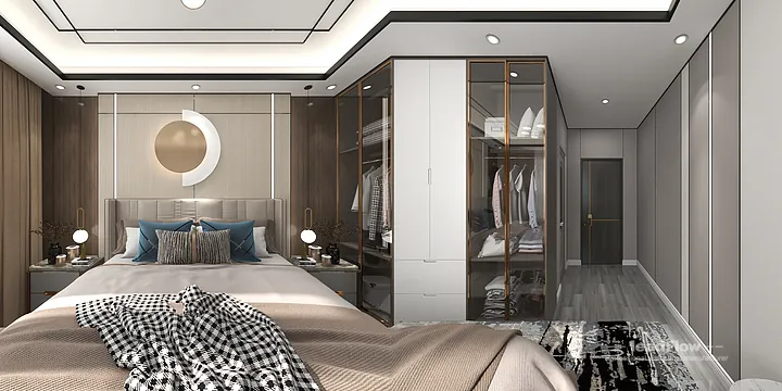 WPC Wall Panel Apartment Case Study in Nanchang | Modern Master Bedroom in Donghu District, Nanchang, China - photo 2