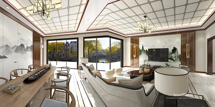 Hangzhou Apartment Interior with WPC Cladding &mdash; Dining Room Accent in Hangzhou, China - photo 1
