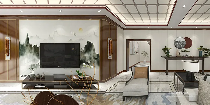 Hangzhou Apartment Interior with WPC Cladding &mdash; Dining Room Accent in Hangzhou, China - photo 2