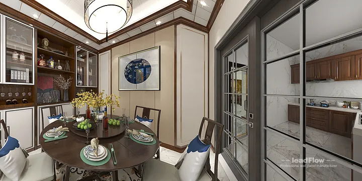 Hangzhou Apartment Interior with WPC Cladding &mdash; Dining Room Accent in Hangzhou, China - photo 4