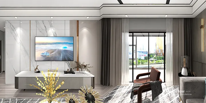 Hangzhou Apartment Interior with WPC Cladding &mdash; Secondary Bedroom Accent in Hangzhou, China