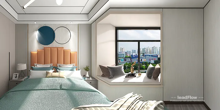 Hangzhou Apartment Interior with WPC Cladding &mdash; Secondary Bedroom Accent in Hangzhou, China - photo 1
