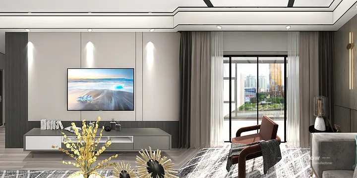 Hangzhou Apartment Interior with WPC Cladding &mdash; Secondary Bedroom Accent in Hangzhou, China - photo 12