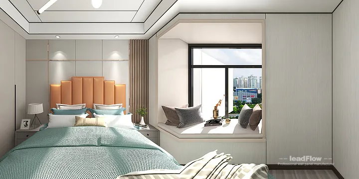 Hangzhou Apartment Interior with WPC Cladding &mdash; Secondary Bedroom Accent in Hangzhou, China - photo 2