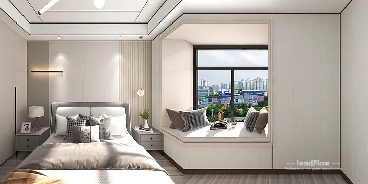 Hangzhou Apartment Interior with WPC Cladding &mdash; Secondary Bedroom Accent in Hangzhou, China - photo 4