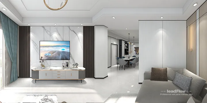 Hangzhou Apartment Featuring WPC Cladding | Living-Dining Room Walls in Hangzhou, China - photo 2