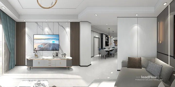 Hangzhou Apartment Featuring WPC Cladding | Living-Dining Room Walls in Hangzhou, China - photo 4