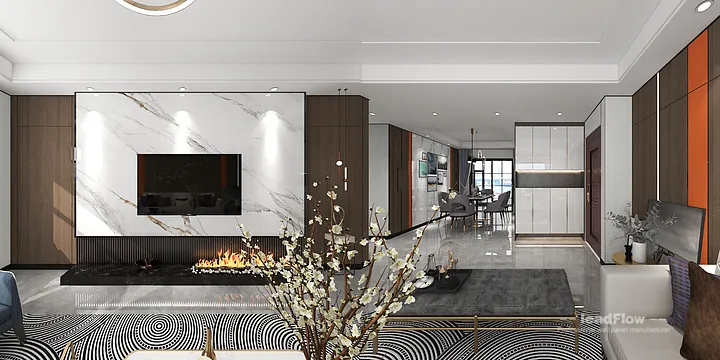Hangzhou Apartment Interior with WPC Cladding &mdash; Living-Dining Room Accent in Hangzhou, China - photo 1