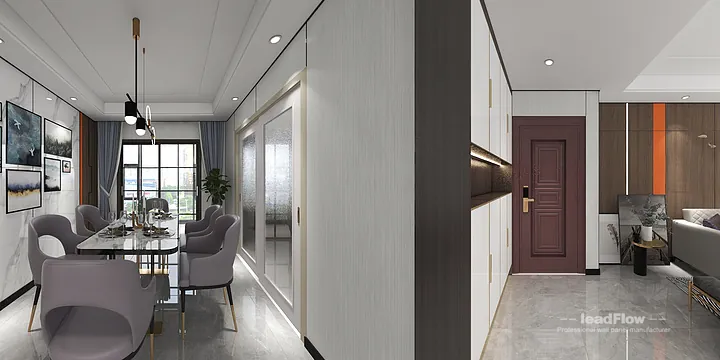 Hangzhou Apartment Interior with WPC Cladding &mdash; Living-Dining Room Accent in Hangzhou, China - photo 2