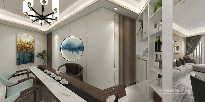 WPC Wall Cladding Design for Hangzhou Apartment &mdash; Living-Dining Room Focus in Hangzhou, China - photo 11