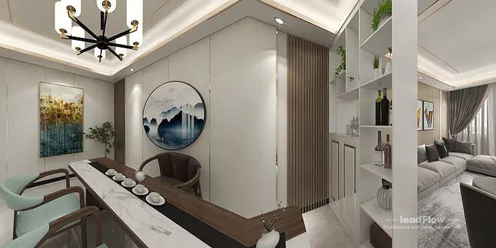 WPC Wall Cladding Design for Hangzhou Apartment &mdash; Living-Dining Room Focus in Hangzhou, China - photo 13