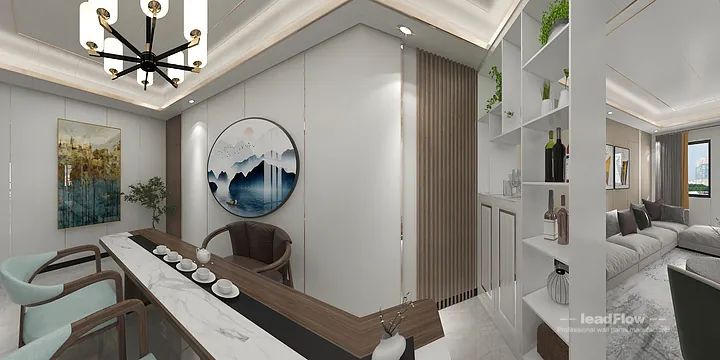 WPC Wall Cladding Design for Hangzhou Apartment &mdash; Living-Dining Room Focus in Hangzhou, China - photo 14