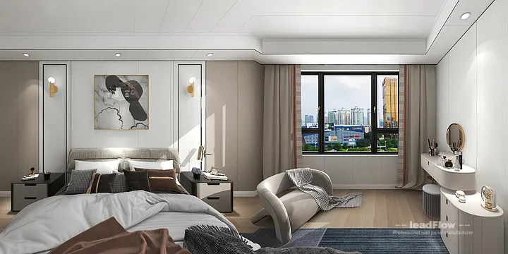 WPC Cladding Apartment Case Study in Hangzhou | Contemporary Master Bedroom in Hangzhou, China - photo 2