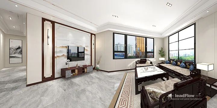Warm Apartment Interior in Hangzhou using WPC Interior Panel in Hangzhou, China
