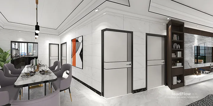 Hangzhou Apartment Interior with WPC Cladding &mdash; Living-Dining Room Accent in Hangzhou, China - photo 4