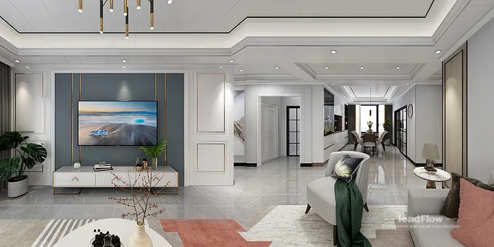 Hangzhou Apartment Renovation with WPC Wall Panel | Living-Dining Room Idea in Hangzhou, China - photo 4