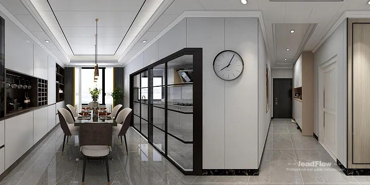 Hangzhou Apartment Renovation with WPC Wall Panel | Living-Dining Room Idea in Hangzhou, China - photo 6
