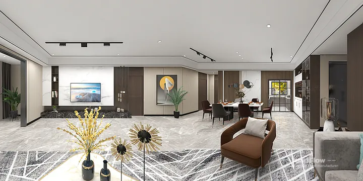 WPC Interior Panel Project: Hangzhou Apartment with Living-Dining Room in Hangzhou, China