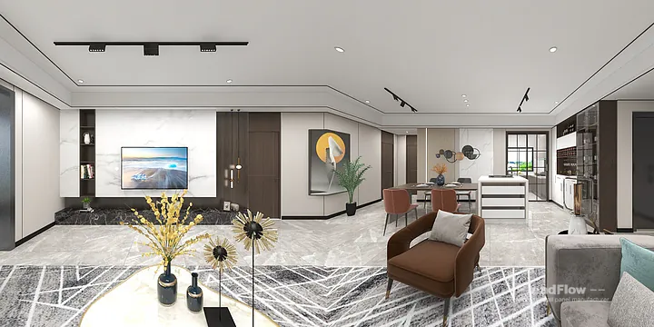 WPC Interior Panel Project: Hangzhou Apartment with Living-Dining Room in Hangzhou, China - photo 4