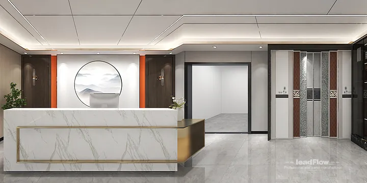 WPC Wall Panel Commercial Space Case Study in Hangzhou | Modern foyer in Hangzhou, China