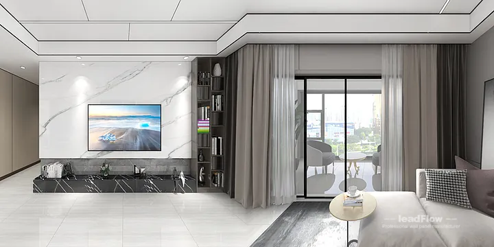 Hangzhou Apartment with WPC Cladding &mdash; Living-Dining Room Feature in Hangzhou, China
