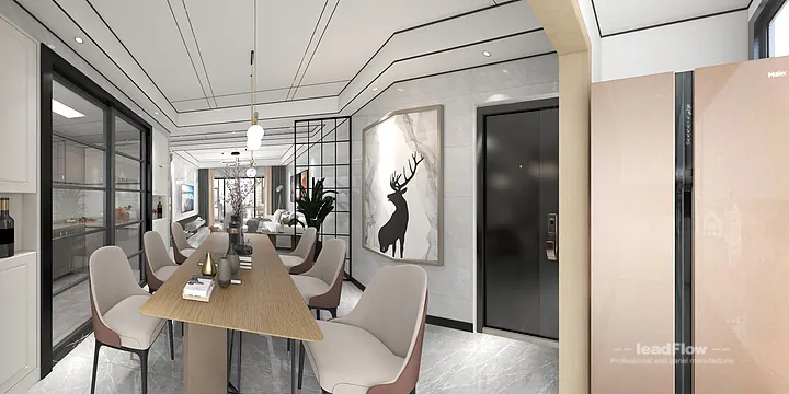 Hangzhou Apartment Interior with WPC Wall Panel &mdash; Living-Dining Room Accent in Hangzhou, China - photo 12