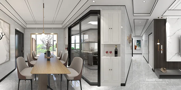 Hangzhou Apartment Interior with WPC Wall Panel &mdash; Living-Dining Room Accent in Hangzhou, China - photo 6