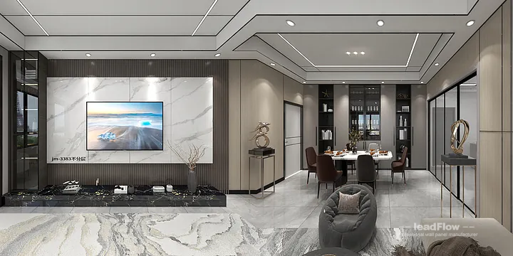 Hangzhou Apartment with WPC Wall Cladding &mdash; Living-Dining Room Feature in Hangzhou, China