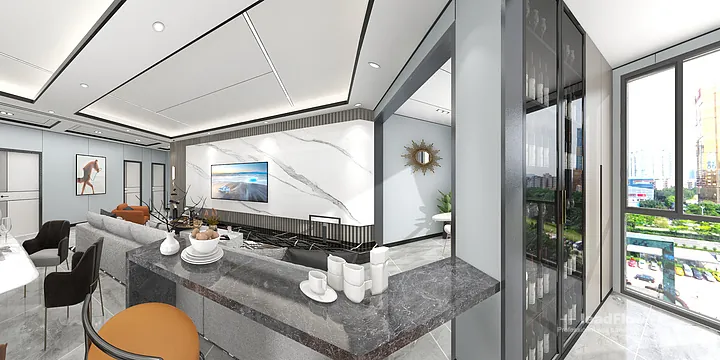 Hangzhou Apartment Featuring WPC Wall Panel | Living-Dining Room Walls in Hangzhou, China - photo 9