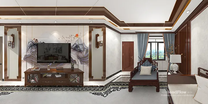 Contemporary Apartment Interior in Hangzhou using WPC Wall Panel in Hangzhou, China