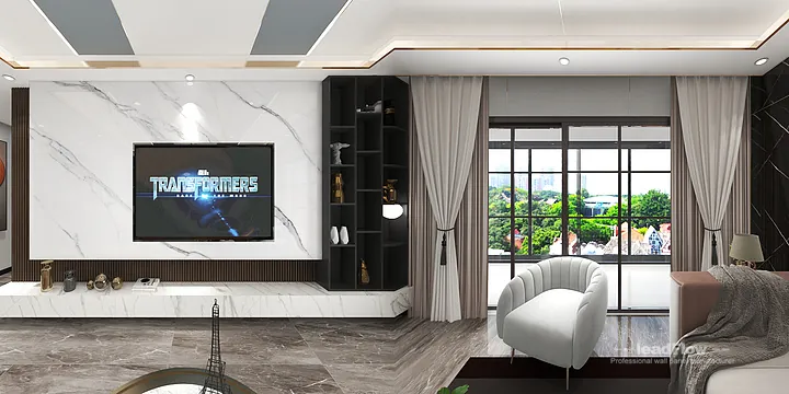 WPC Wall Cladding Design for Hangzhou Apartment &mdash; Living-Dining Room Focus in Hangzhou, China - photo 3