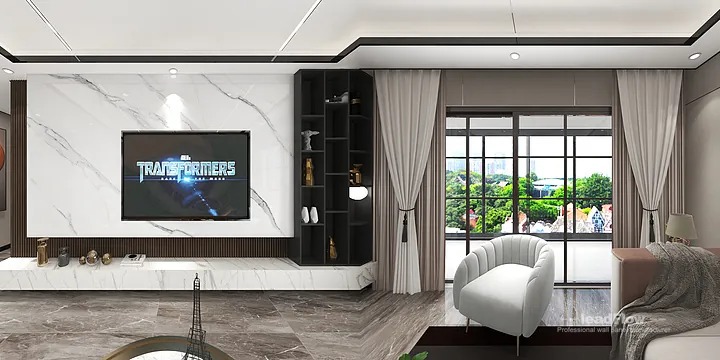 WPC Wall Cladding Design for Hangzhou Apartment &mdash; Living-Dining Room Focus in Hangzhou, China - photo 5