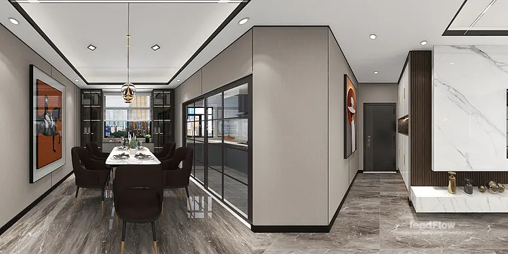 WPC Wall Cladding Design for Hangzhou Apartment &mdash; Living-Dining Room Focus in Hangzhou, China - photo 6