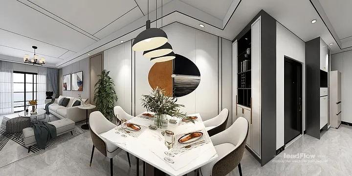 Hangzhou Apartment Interior with WPC Cladding &mdash; Living-Dining Room Accent in Hangzhou, China - photo 6