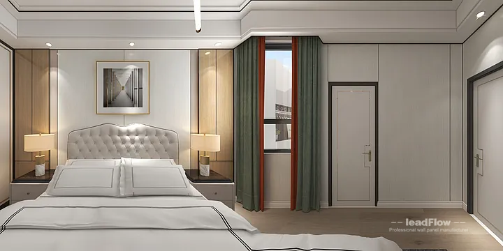 Hangzhou Apartment Interior with WPC Cladding &mdash; Secondary Bedroom Accent in Shangcheng District, Hangzhou, China - photo 1