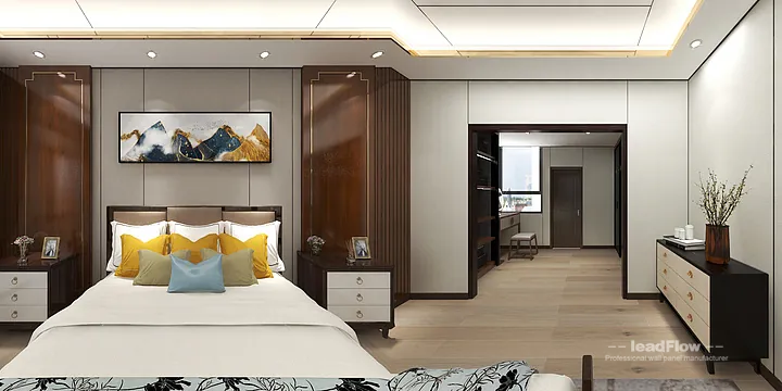 Hangzhou Apartment Interior with WPC Cladding &mdash; Secondary Bedroom Accent in Shangcheng District, Hangzhou, China - photo 2