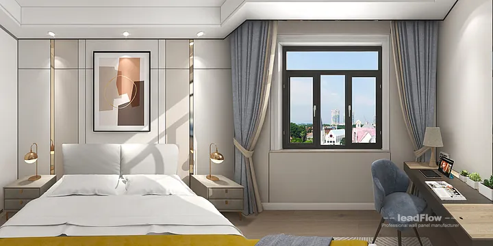 Hangzhou Apartment Interior with WPC Cladding &mdash; Secondary Bedroom Accent in Shangcheng District, Hangzhou, China - photo 7