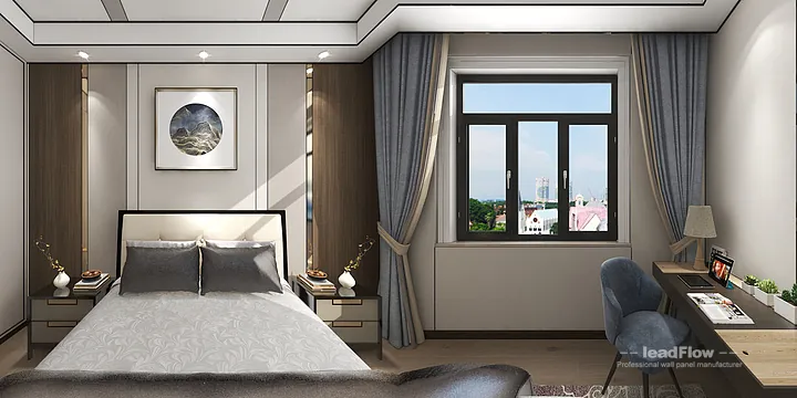 Hangzhou Apartment Interior with WPC Cladding &mdash; Secondary Bedroom Accent in Shangcheng District, Hangzhou, China - photo 8